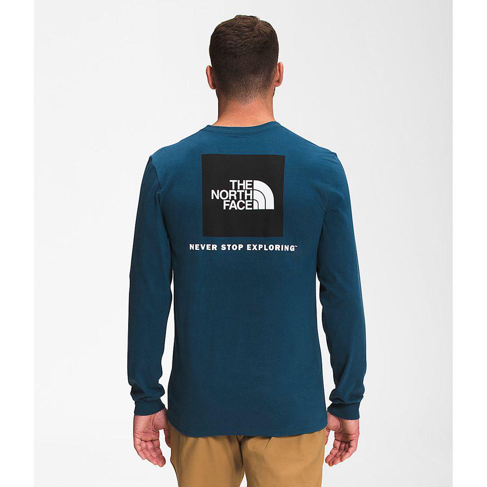 The North Face Long Sleeve Box Nse Ανδρικα Μπλούζα Με Μακρύ Μανίκι - Μπλε / Μαυρα (JRVC73268)